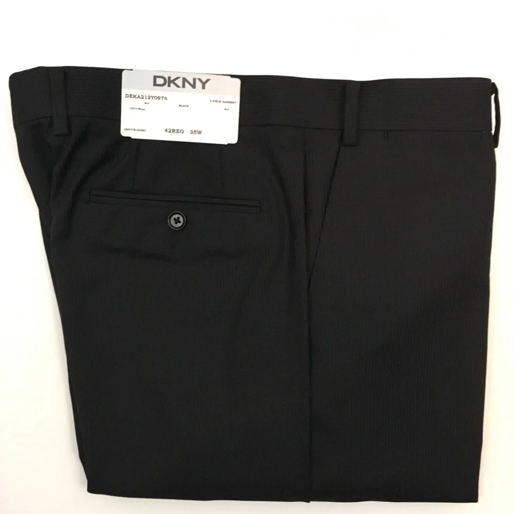 Dkny mens suit black gray stripes 42r 100% wool 2 piece 2 button new nwt ea0051